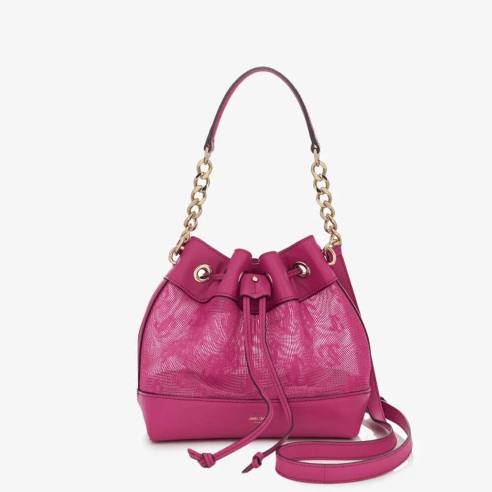 sale ends 5/14Jimmy Choo Juno Mesh & Leather Bucket Bag